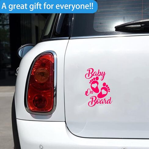 ملصق Baby On Board، قطعتان من ملصقات الفينيل للسيارة، ديكور ممتص الصدمات لنافذة السيارة، ملصقات بصمة قدم مقاومة للماء، مناسبة عالميًا للشاحنات والدراجات النارية والكمبيوتر المحمول الجداري (أبيض) in Kuwait