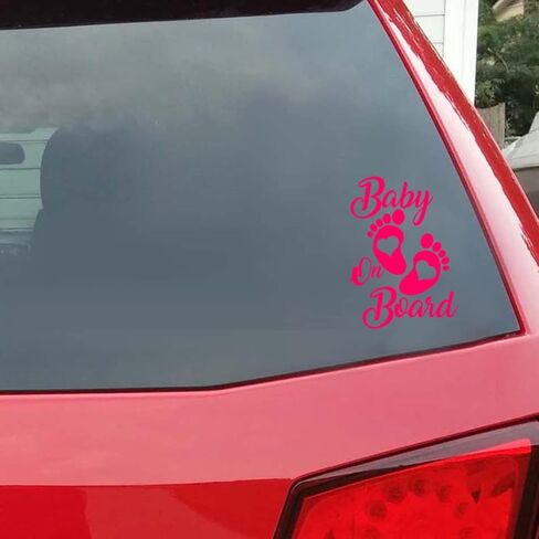 ملصق Baby On Board، قطعتان من ملصقات الفينيل للسيارة، ديكور ممتص الصدمات لنافذة السيارة، ملصقات بصمة قدم مقاومة للماء، مناسبة عالميًا للشاحنات والدراجات النارية والكمبيوتر المحمول الجداري (أبيض) in Kuwait