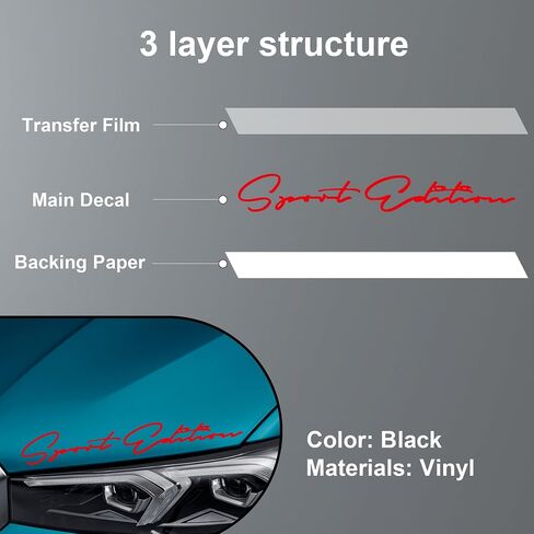 Zhizhong Sport Edition Decal, 2 Pcs 11.3'' Car Hood Vinyl Sticker Fit for All Cars (Black) in Saudi Arabia