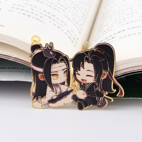 2Pcs Anime Mo Dao Zu Shi Keychain, LAN Wangji Wei Wuxian Metal Hollowing Bookmark, Book Markers Set for Students Reading Gifts in Saudi Arabia