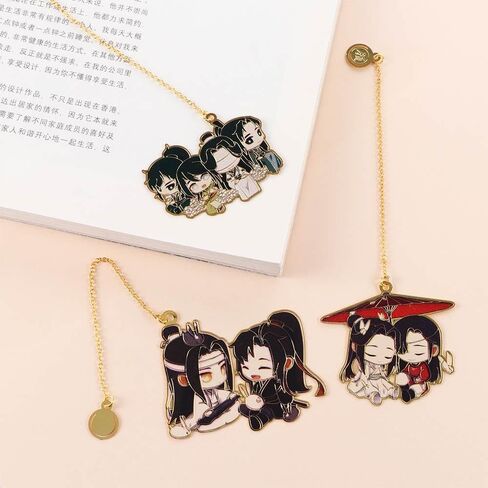2Pcs Anime Mo Dao Zu Shi Keychain, LAN Wangji Wei Wuxian Metal Hollowing Bookmark, Book Markers Set for Students Reading Gifts in Saudi Arabia