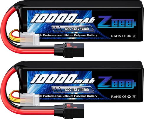 Zeee 4S 10000mAh Lipo Battery 14.8V 120C with QS8 Connector Soft Pack RC Battery Compatible with Xmaxx RC Car Truck Tank Racing Hobby Models (2 Pack) in Saudi Arabia