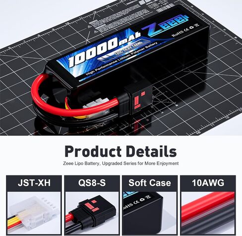 Zeee 4S 10000mAh Lipo Battery 14.8V 120C with QS8 Connector Soft Pack RC Battery Compatible with Xmaxx RC Car Truck Tank Racing Hobby Models (2 Pack) in Saudi Arabia