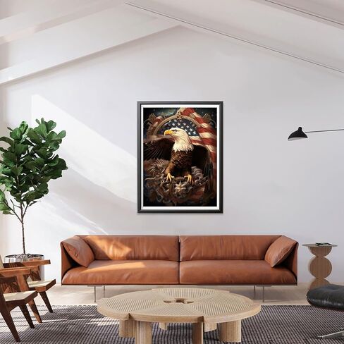 LOMSIOY Diamond Art Painting Kits Animals for Adults Paint with Diamond Art Eagle, Round Full Drill Crystal Rhinestone Crafts Gem Arts for Home Wall Decor 12x16 inch 01179 in Saudi Arabia