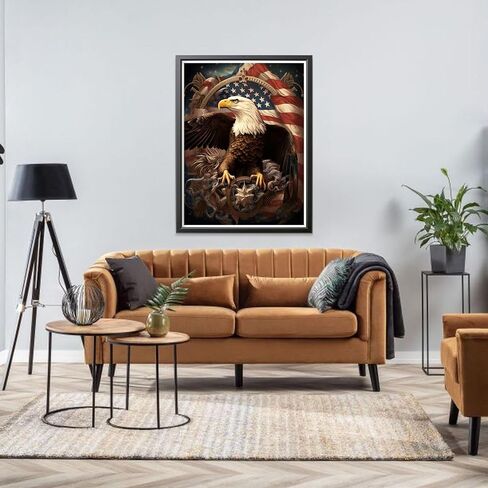 LOMSIOY Diamond Art Painting Kits Animals for Adults Paint with Diamond Art Eagle, Round Full Drill Crystal Rhinestone Crafts Gem Arts for Home Wall Decor 12x16 inch 01179 in Saudi Arabia