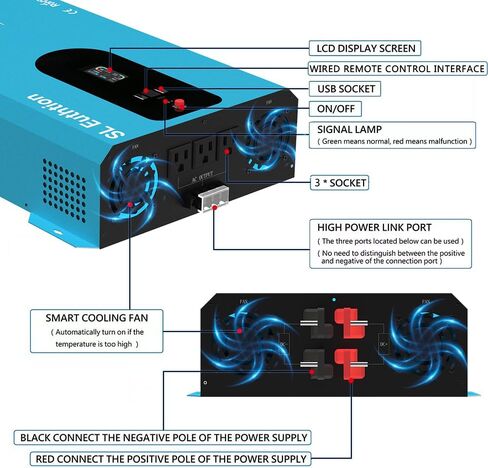 5000W/10000W(Peak) Pure Sine Wave Car Power Inverter 12V DC to 110V AC LCD Display, USB Port, Two Remote Control in Saudi Arabia