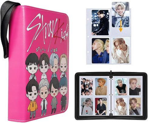 Kpop Photocard Holder Binder Sleeves K-pop Photo Card Album Book for Straykids 400 Cards 4-Pocket Leatherette Toploading Zip Binder in Kuwait