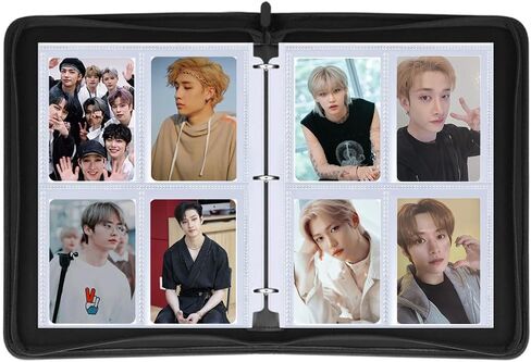 Kpop Photocard Holder Binder Sleeves K-pop Photo Card Album Book for Straykids 400 Cards 4-Pocket Leatherette Toploading Zip Binder in Kuwait