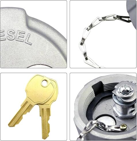 2 1/4" Locking Diesel Fuel Cap Compatible with Ford 650/750 Reefer/International MD Semi Trucks Fuel Caps,Replace FTA-C02 FTA-N-04 FTA-N6-16 FTA-N-73,With Rubber Seal Ring Safety Chain and 2 Key in Saudi Arabia