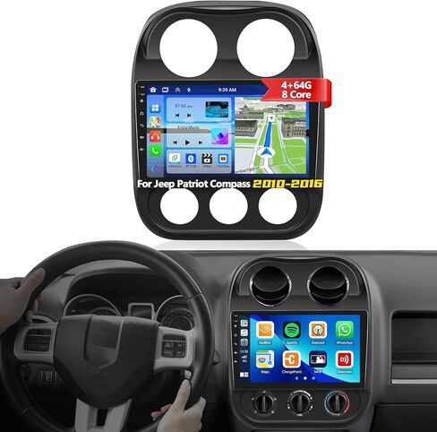 1+32G Android 11 سيارة ستيريو لسيارة Jeep Patriot Compass 2010-2016 مع iOS/Android Mirror Link، 10.1 بوصة HD شاشة لمس راديو السيارة مع WiFi، نظام تحديد المواقع العالمي (GPS)، راديو FM بلوتوث، SWC، USB مزدوج + كاميرا احتياطية in Saudi Arabia