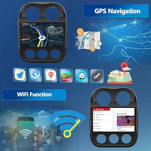1+32G Android 11 سيارة ستيريو لسيارة Jeep Patriot Compass 2010-2016 مع iOS/Android Mirror Link، 10.1 بوصة HD شاشة لمس راديو السيارة مع WiFi، نظام تحديد المواقع العالمي (GPS)، راديو FM بلوتوث، SWC، USB مزدوج + كاميرا احتياطية in Saudi Arabia