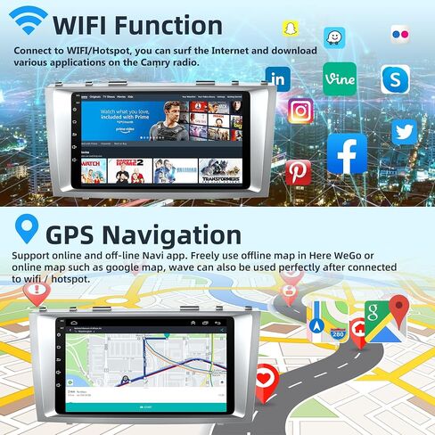 Car Stereo for Toyota Camry 2006-2011, 9" Touch Screen Radio with Wireless CarPlay, Android Auto, GPS, WiFi, Backup Camera in Saudi Arabia