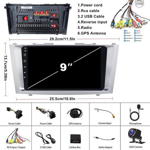 Car Stereo for Toyota Camry 2006-2011, 9" Touch Screen Radio with Wireless CarPlay, Android Auto, GPS, WiFi, Backup Camera in Saudi Arabia