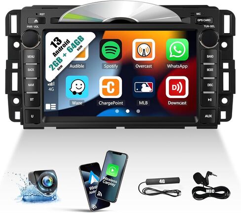 [2+64G] 8-Core Android 13 Car Stereo DVD Player for GMC Sierra Yukon Chevrolet Buick Chevy Silverado with Carplay&Android Auto,7" Car Radio with GPS WiFi 4G Bluetooth FM/AM/RDS EQ/DSP+Voice Assistant in Saudi Arabia