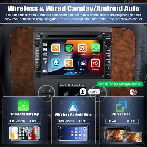 [2+64G] 8-Core Android 13 Car Stereo DVD Player for GMC Sierra Yukon Chevrolet Buick Chevy Silverado with Carplay&Android Auto,7" Car Radio with GPS WiFi 4G Bluetooth FM/AM/RDS EQ/DSP+Voice Assistant in Saudi Arabia