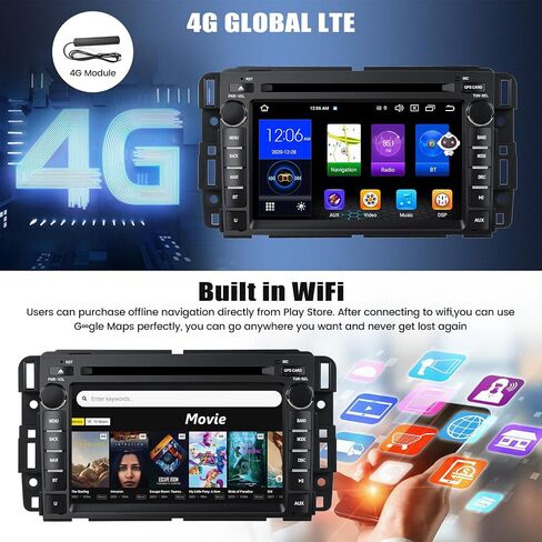 [2+64G] 8-Core Android 13 Car Stereo DVD Player for GMC Sierra Yukon Chevrolet Buick Chevy Silverado with Carplay&Android Auto,7" Car Radio with GPS WiFi 4G Bluetooth FM/AM/RDS EQ/DSP+Voice Assistant in Saudi Arabia