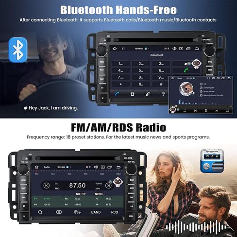[2+64G] 8-Core Android 13 Car Stereo DVD Player for GMC Sierra Yukon Chevrolet Buick Chevy Silverado with Carplay&Android Auto,7" Car Radio with GPS WiFi 4G Bluetooth FM/AM/RDS EQ/DSP+Voice Assistant in Saudi Arabia