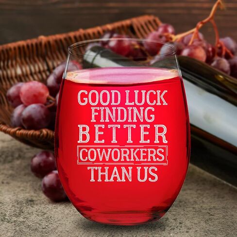 Veracco Good Luck Finding Better Coworkers Than Us Stemless Wine Glass Funny Birthday Gift For Someone Who Loves Drinking Bachelor Party Favors (Clear, Glass) in Saudi Arabia