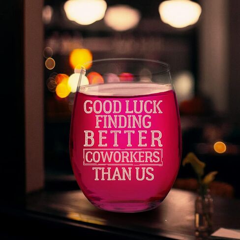 Veracco Good Luck Finding Better Coworkers Than Us Stemless Wine Glass Funny Birthday Gift For Someone Who Loves Drinking Bachelor Party Favors (Clear, Glass) in Saudi Arabia