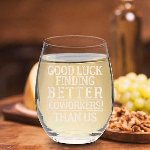 Veracco Good Luck Finding Better Coworkers Than Us Stemless Wine Glass Funny Birthday Gift For Someone Who Loves Drinking Bachelor Party Favors (Clear, Glass) in Saudi Arabia