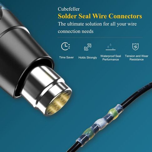 CUBEFELLER® Heat Shrink Wire Connectors,180 Pcs Solder Seal Butt Connectors Kit,Marine Waterproof Electrical Connectors, Solder Seal Wire Connectors Kit for Wire Splice in Saudi Arabia