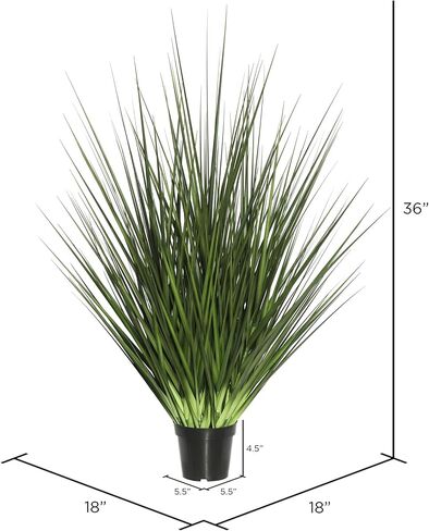 Vickerman 36" Everyday Artificial Extra Full Green Grass with Black Plastic Pot - Faux Grass Plant Decor - Home Or Office Indoor Greenery Accent - Artificial Potted Plants in Saudi Arabia