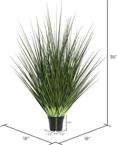 Vickerman 36" Everyday Artificial Extra Full Green Grass with Black Plastic Pot - Faux Grass Plant Decor - Home Or Office Indoor Greenery Accent - Artificial Potted Plants in Saudi Arabia
