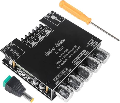 50W×2+100W Bluetooth Power Amplifier Board with Subwoofer 2.1 Channel, 12V-24V Audio Power Amplifier Module with Treble and Bass Control for DIY Bluetooth Audio ZK-MT21 in Saudi Arabia