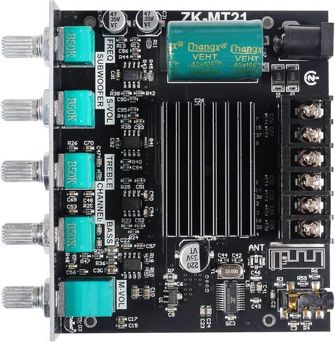 50W×2+100W Bluetooth Power Amplifier Board with Subwoofer 2.1 Channel, 12V-24V Audio Power Amplifier Module with Treble and Bass Control for DIY Bluetooth Audio ZK-MT21 in Saudi Arabia
