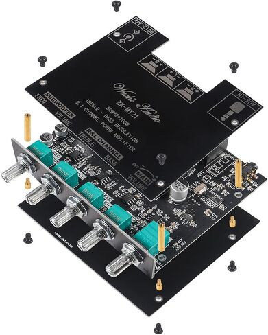 50W×2+100W Bluetooth Power Amplifier Board with Subwoofer 2.1 Channel, 12V-24V Audio Power Amplifier Module with Treble and Bass Control for DIY Bluetooth Audio ZK-MT21 in Saudi Arabia
