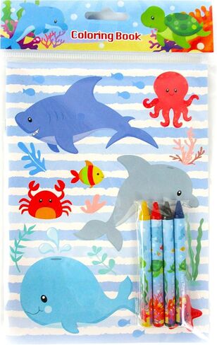 TINYMILLS Sea Turtles Animals Coloring Book Set with 12 Coloring Books and 48 Crayons Ocean Animals Birthday Party Supplies Favor Bag Filler Carnival Prizes Rewards in Kuwait