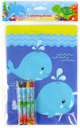TINYMILLS Sea Turtles Animals Coloring Book Set with 12 Coloring Books and 48 Crayons Ocean Animals Birthday Party Supplies Favor Bag Filler Carnival Prizes Rewards in Kuwait