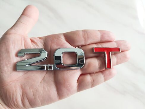 2X 2.0T شعار شعار شعار شعار ثلاثي الأبعاد ملصق لاصق مناسب للسيارات والشاحنات (فضي أحمر) in Kuwait