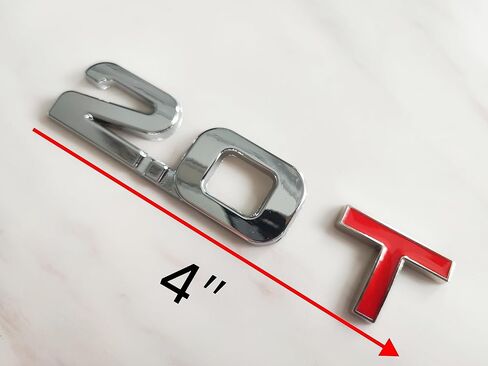 2X 2.0T شعار شعار شعار شعار ثلاثي الأبعاد ملصق لاصق مناسب للسيارات والشاحنات (فضي أحمر) in Kuwait