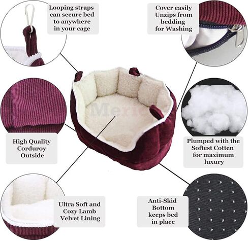 كوب كوكو للاحتضان للحيوانات الصغيرة، قطن ناعم مبطن بالصوف، هامستر مريح، جربيل، سرير فأر in Kuwait