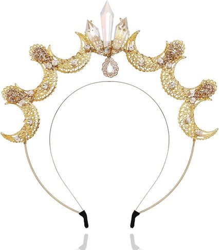سابق القمر مريم العذراء هالة تاج الذهب بريزم كريستال آلهة هالو عقال عيد الهالوين التقاط الصور حجر الراين قطرة الماء هالة خوذة للنساء والفتيات in Kuwait