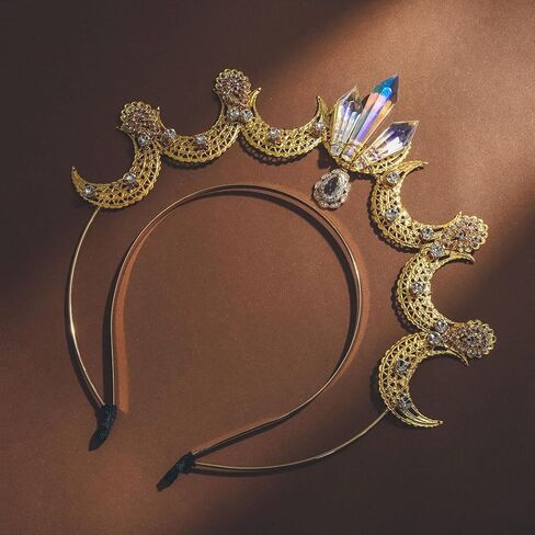 سابق القمر مريم العذراء هالة تاج الذهب بريزم كريستال آلهة هالو عقال عيد الهالوين التقاط الصور حجر الراين قطرة الماء هالة خوذة للنساء والفتيات in Kuwait