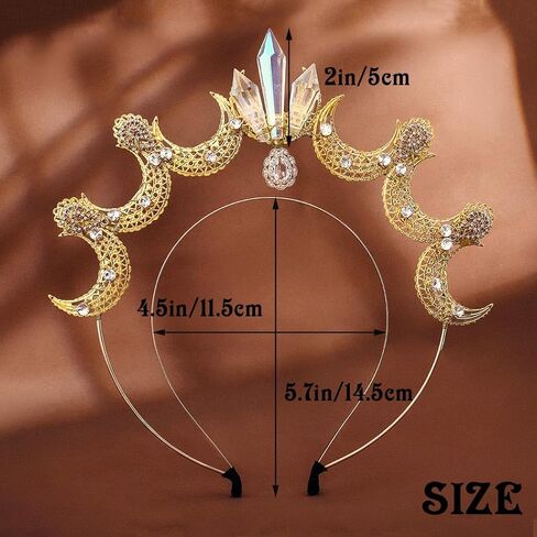 سابق القمر مريم العذراء هالة تاج الذهب بريزم كريستال آلهة هالو عقال عيد الهالوين التقاط الصور حجر الراين قطرة الماء هالة خوذة للنساء والفتيات in Kuwait