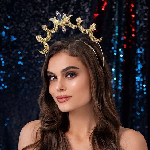 سابق القمر مريم العذراء هالة تاج الذهب بريزم كريستال آلهة هالو عقال عيد الهالوين التقاط الصور حجر الراين قطرة الماء هالة خوذة للنساء والفتيات in Kuwait
