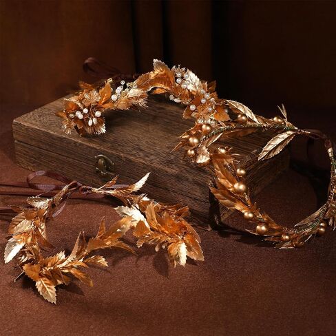 Woodland Gold Laurel Crown - Greek Forest Headpiece Elf Leaf Circlet for Adult Renaissance Cosplay Toga Costume in Saudi Arabia
