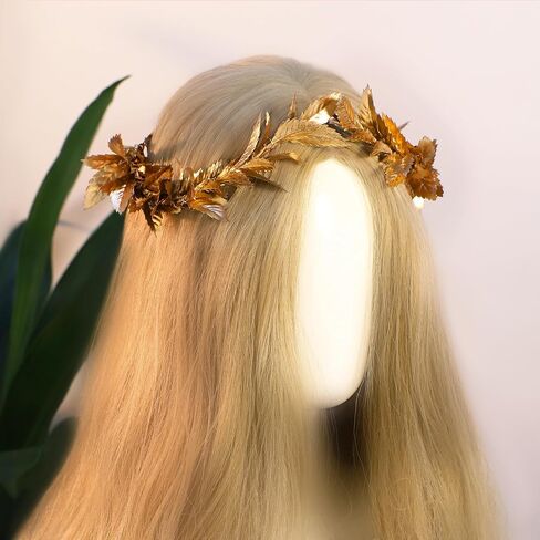 Woodland Gold Laurel Crown - Greek Forest Headpiece Elf Leaf Circlet for Adult Renaissance Cosplay Toga Costume in Saudi Arabia