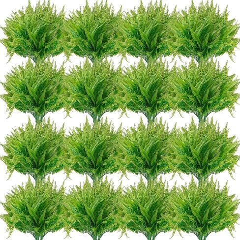 100 Bundles Fake Boston Fern Artificial Plants and Lavender UV Resistant Fake Plants No Fade Faux Ferns Lavender for Outdoor Planter Large Artificial Ferns for Outdoors Indoor for House (Boston Fern) in Saudi Arabia