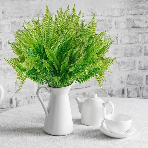 100 Bundles Fake Boston Fern Artificial Plants and Lavender UV Resistant Fake Plants No Fade Faux Ferns Lavender for Outdoor Planter Large Artificial Ferns for Outdoors Indoor for House (Boston Fern) in Saudi Arabia