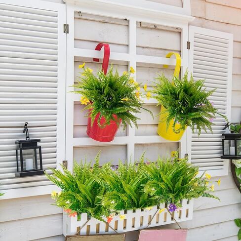 100 Bundles Fake Boston Fern Artificial Plants and Lavender UV Resistant Fake Plants No Fade Faux Ferns Lavender for Outdoor Planter Large Artificial Ferns for Outdoors Indoor for House (Boston Fern) in Saudi Arabia