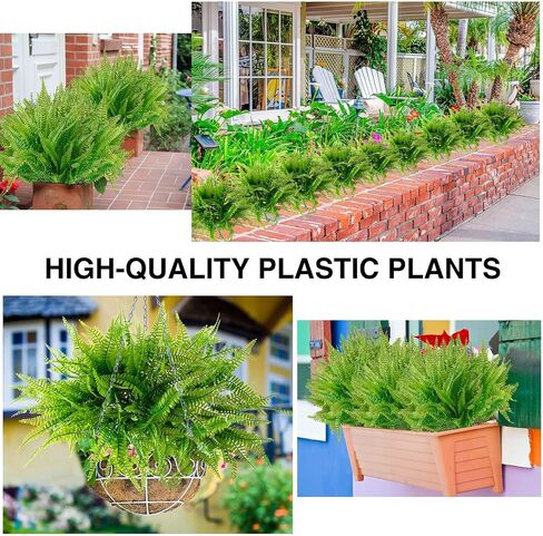 100 Bundles Fake Boston Fern Artificial Plants and Lavender UV Resistant Fake Plants No Fade Faux Ferns Lavender for Outdoor Planter Large Artificial Ferns for Outdoors Indoor for House (Boston Fern) in Saudi Arabia