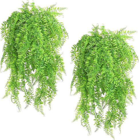 4-Pack Artificial Hanging Plants - UV Resistant Fake Boston Ferns for Indoor Outdoor Room Wall Wedding Patio Porch Decor in Saudi Arabia
