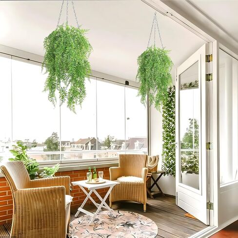 4-Pack Artificial Hanging Plants - UV Resistant Fake Boston Ferns for Indoor Outdoor Room Wall Wedding Patio Porch Decor in Saudi Arabia
