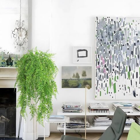 4-Pack Artificial Hanging Plants - UV Resistant Fake Boston Ferns for Indoor Outdoor Room Wall Wedding Patio Porch Decor in Saudi Arabia