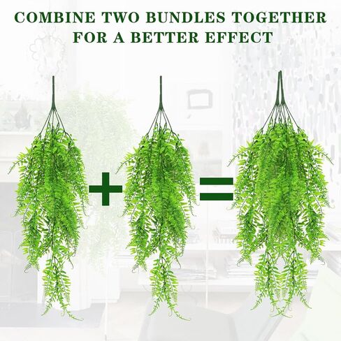 4-Pack Artificial Hanging Plants - UV Resistant Fake Boston Ferns for Indoor Outdoor Room Wall Wedding Patio Porch Decor in Saudi Arabia
