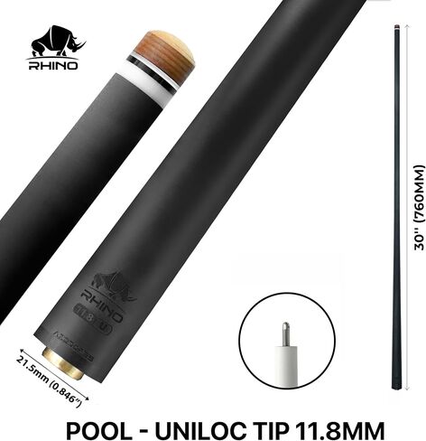 RHINO - 30" / Q-loc Carbon Pool Cue Single Shaft, Tip 11.8mm. Low Deflection Technology, Ultra-Smooth, Easy to Control, pro Taper in Saudi Arabia